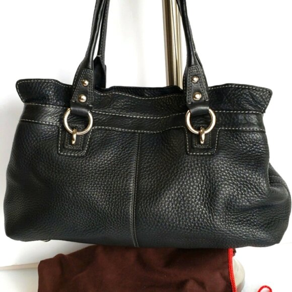 COACH Penelope Ruffled Black Pebbled Leather Satchel #13164 - Picture 3 of 14